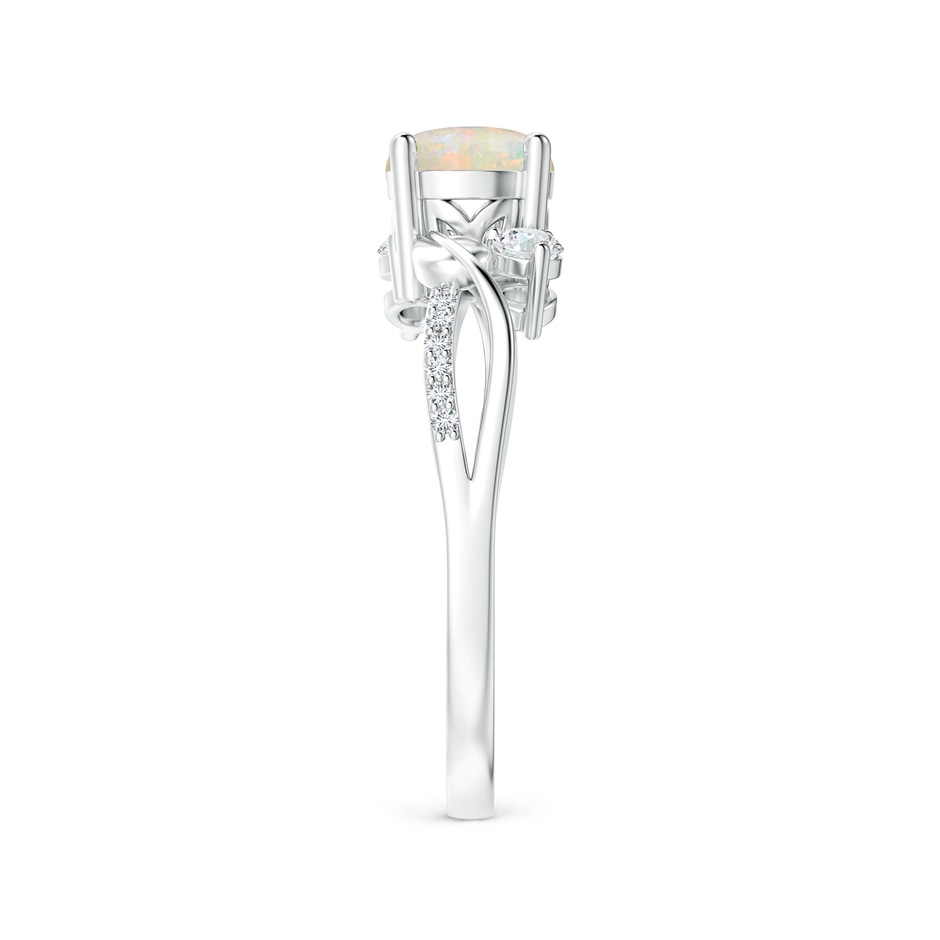 6mm AAAA Opal and Diamond Twisted Vine Ring in White Gold side-2