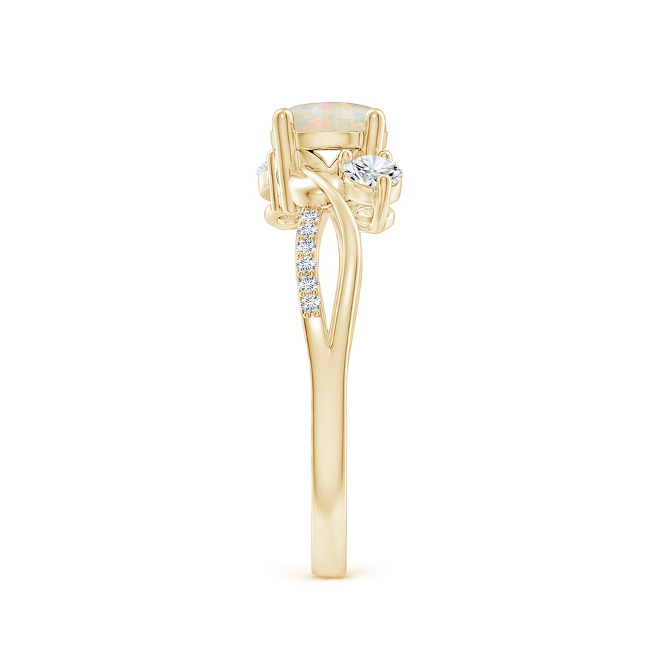 6mm AAAA Opal and Diamond Twisted Vine Ring in Yellow Gold side 299