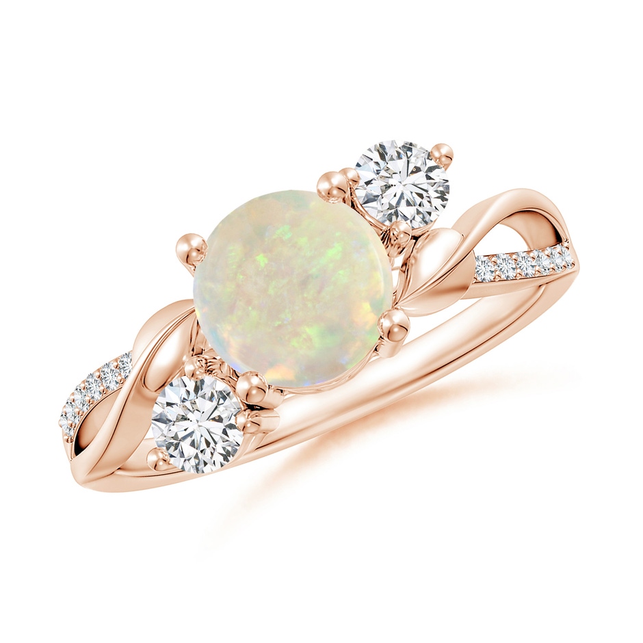 7mm AAA Opal and Diamond Twisted Vine Ring in Rose Gold 