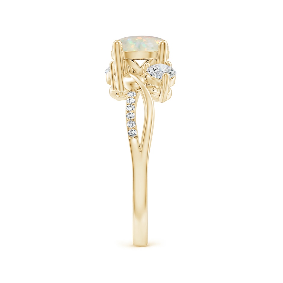 7mm AAA Opal and Diamond Twisted Vine Ring in Yellow Gold side 299