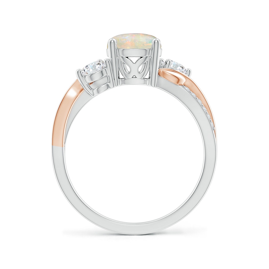 7mm AAAA Opal and Diamond Twisted Vine Ring in 18K White Gold 18K Rose Gold side 199