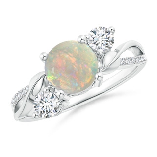 7mm AAAA Opal and Diamond Twisted Vine Ring in P950 Platinum