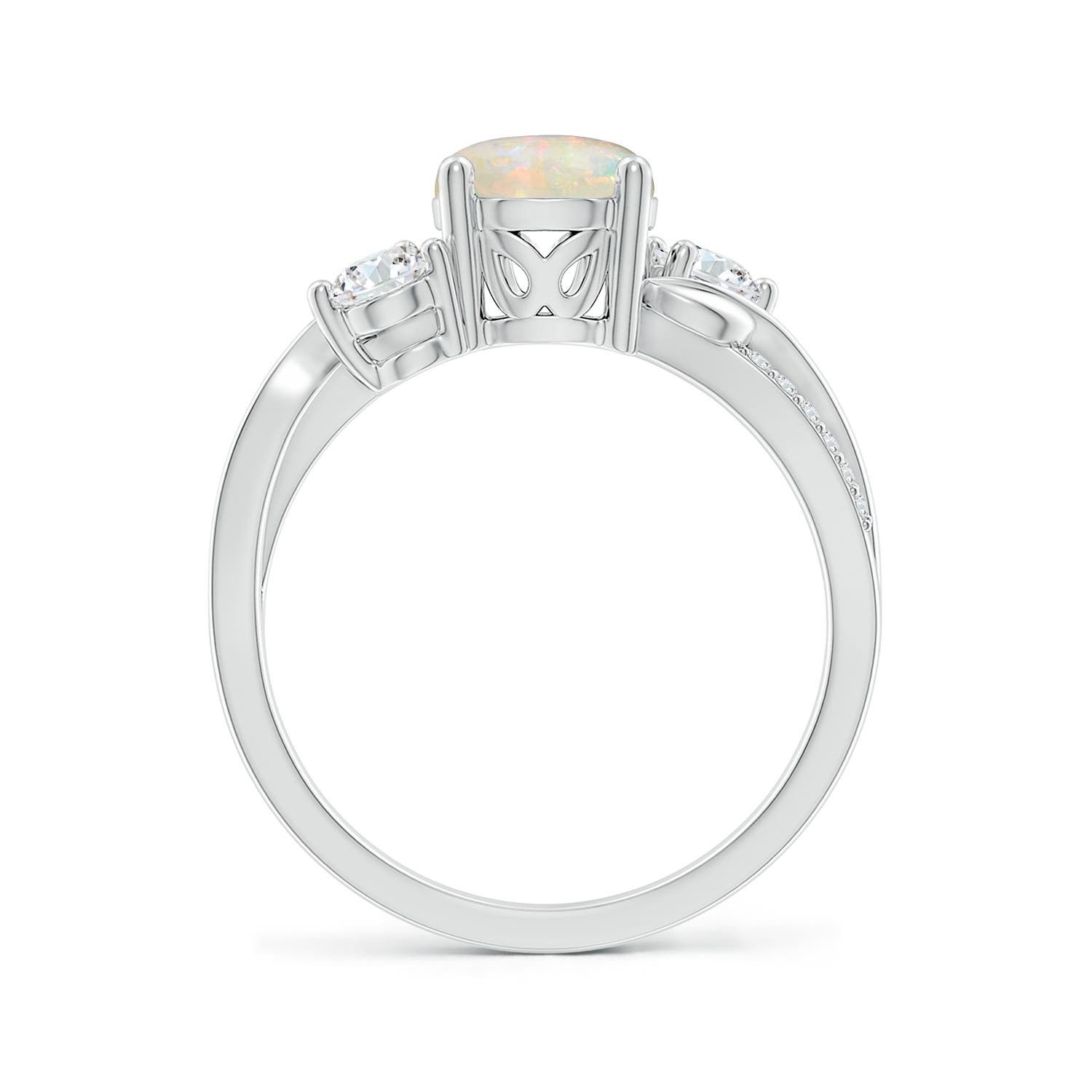 7mm AAAA Opal and Diamond Twisted Vine Ring in P950 Platinum