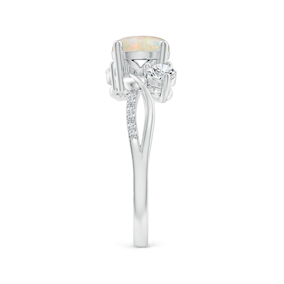 7mm AAAA Opal and Diamond Twisted Vine Ring in White Gold side 299