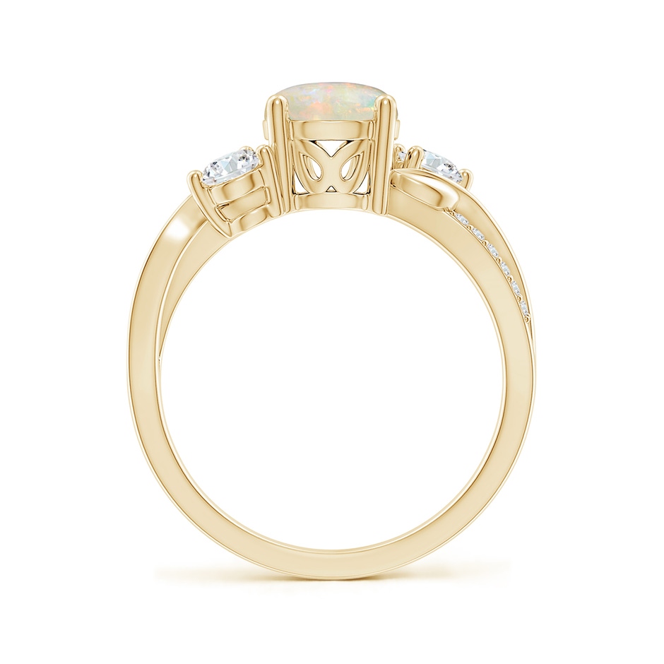 7mm AAAA Opal and Diamond Twisted Vine Ring in Yellow Gold side 199