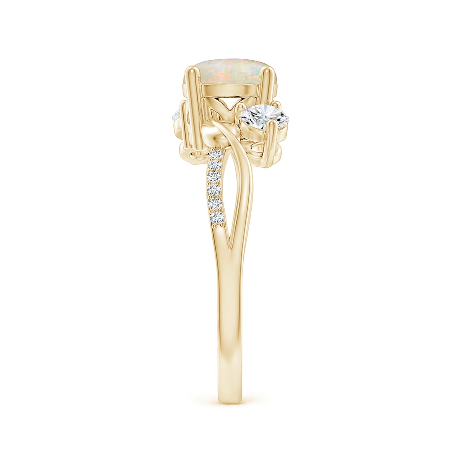7mm AAAA Opal and Diamond Twisted Vine Ring in Yellow Gold side 299