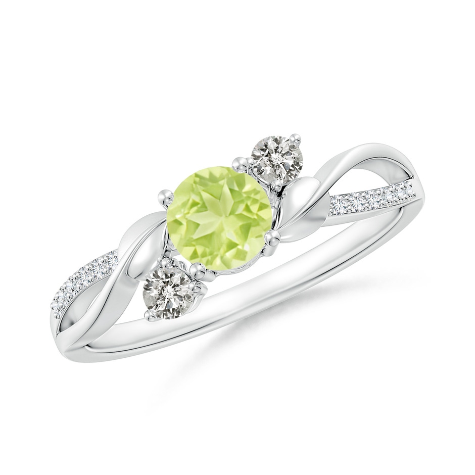 5mm A Peridot and Diamond Twisted Vine Ring in P950 Platinum 