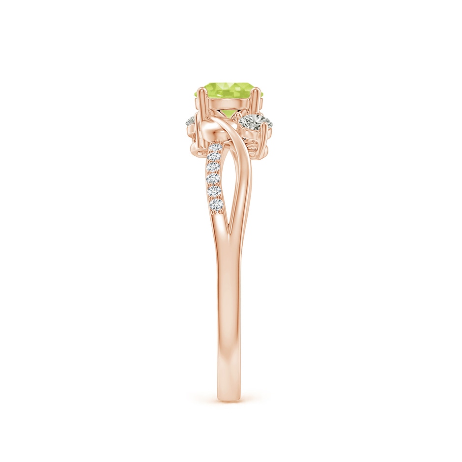 5mm A Peridot and Diamond Twisted Vine Ring in Rose Gold side 299