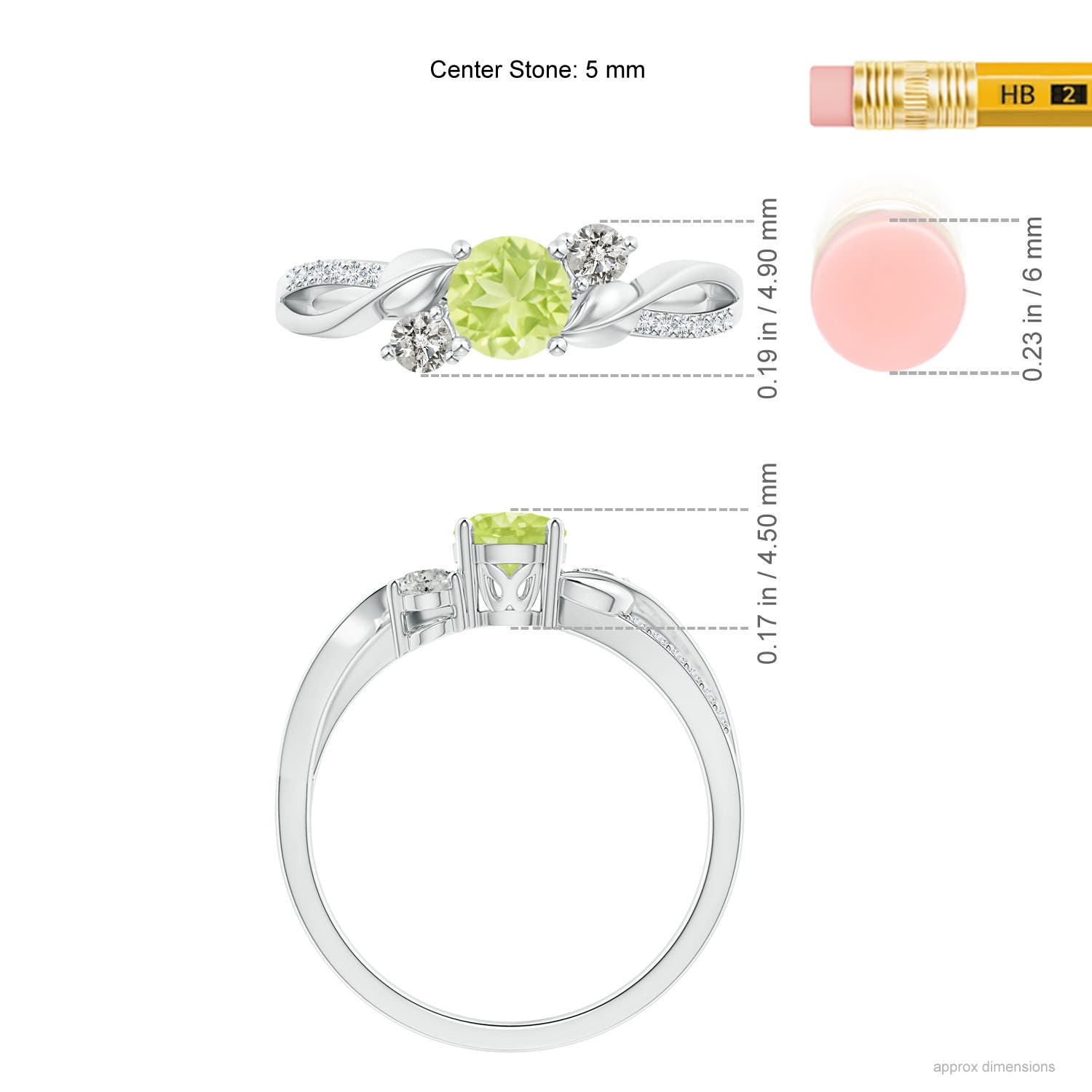 A - Peridot / 0.75 CT / 14 KT White Gold