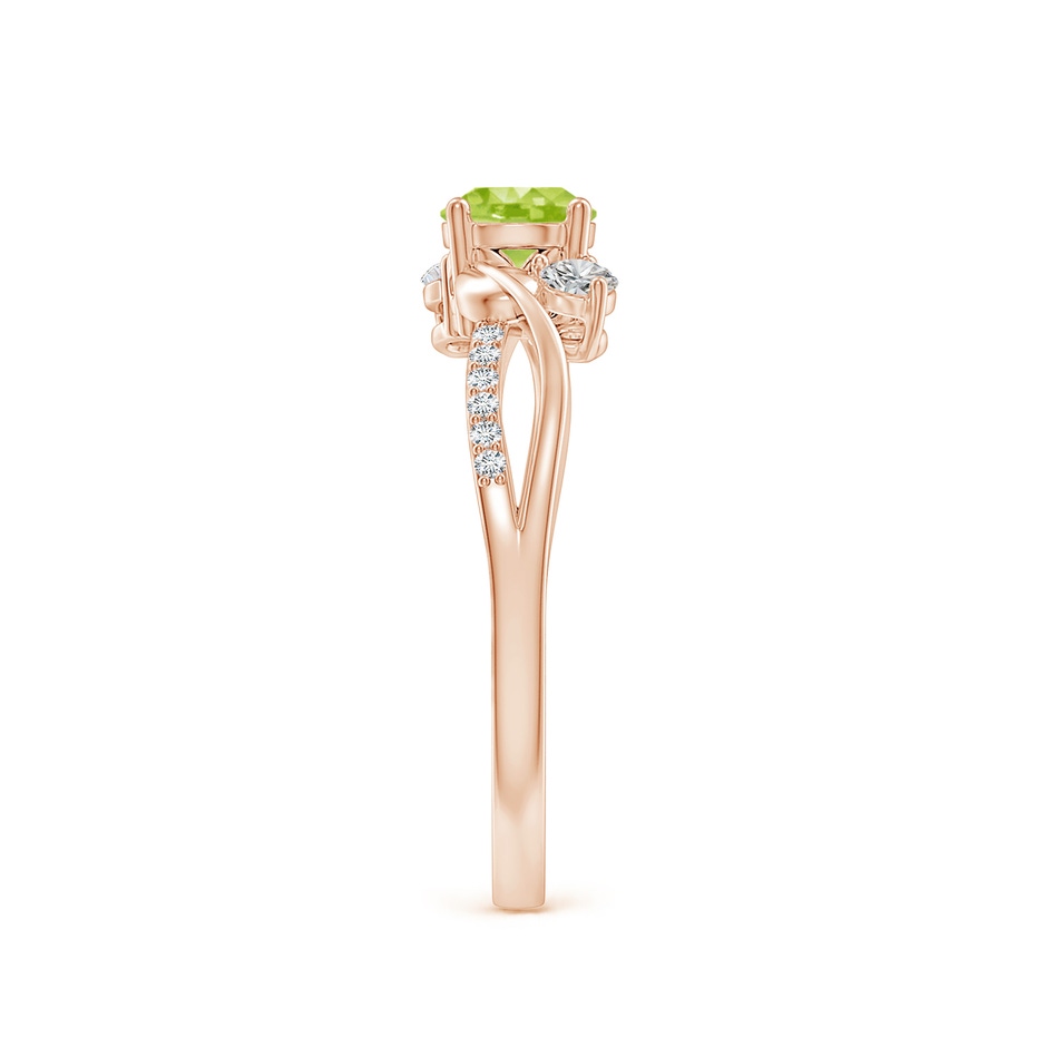 5mm AA Peridot and Diamond Twisted Vine Ring in Rose Gold side 299