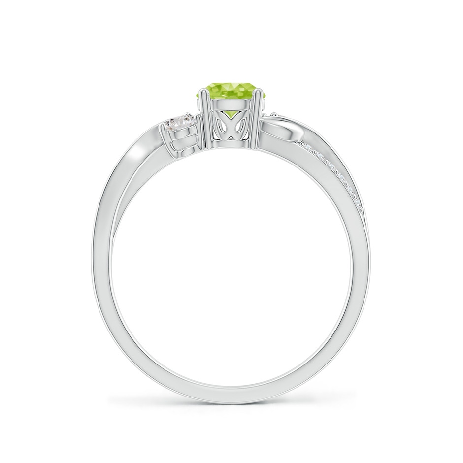 5mm AA Peridot and Diamond Twisted Vine Ring in White Gold side 199