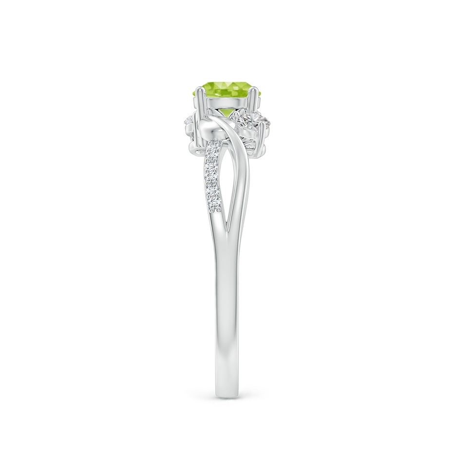 5mm AA Peridot and Diamond Twisted Vine Ring in White Gold side 299