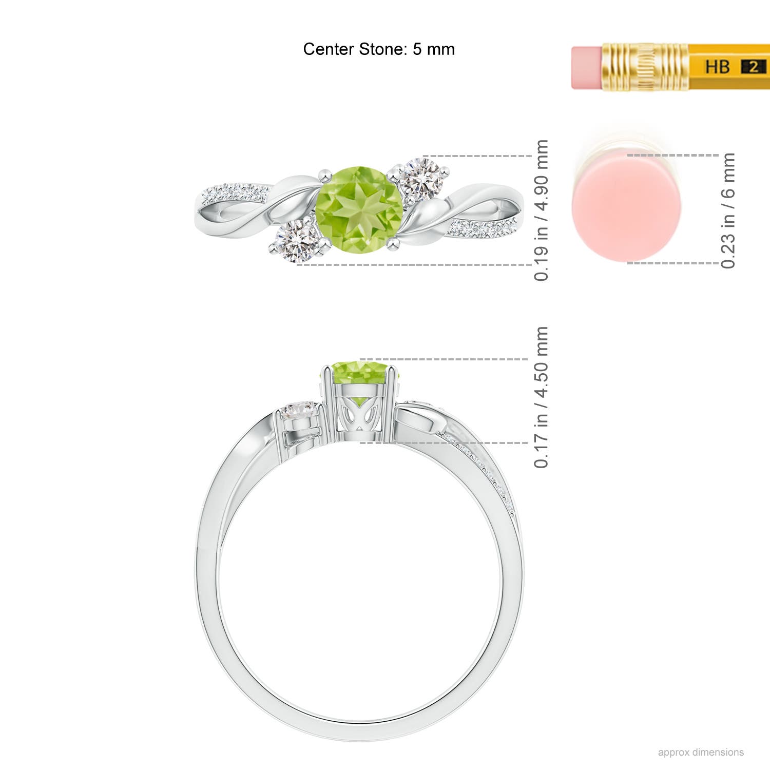 AA - Peridot / 0.75 CT / 14 KT White Gold