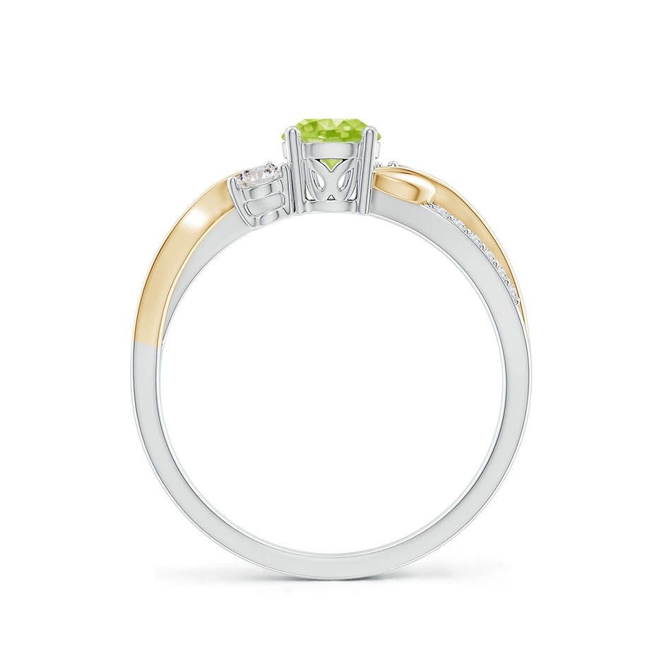 5mm AA Peridot and Diamond Twisted Vine Ring in White Gold Yellow Gold side 199