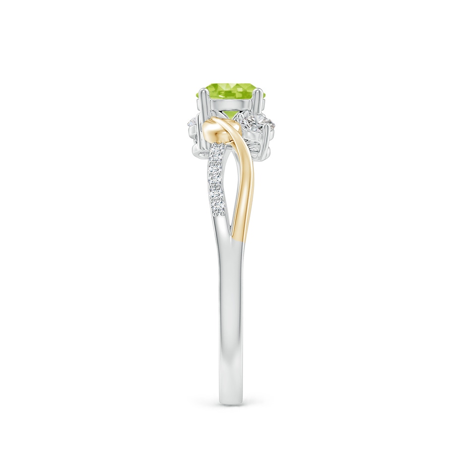 5mm AA Peridot and Diamond Twisted Vine Ring in White Gold Yellow Gold side 299