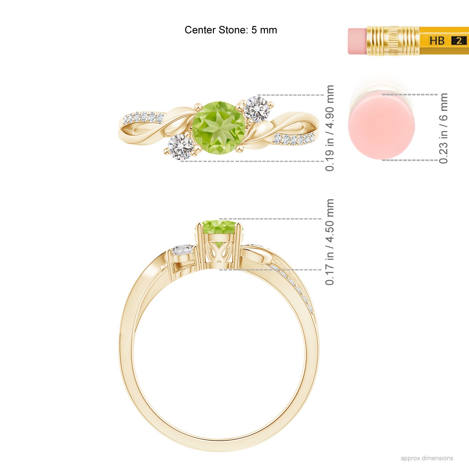 AA - Peridot / 0.75 CT / 14 KT Yellow Gold