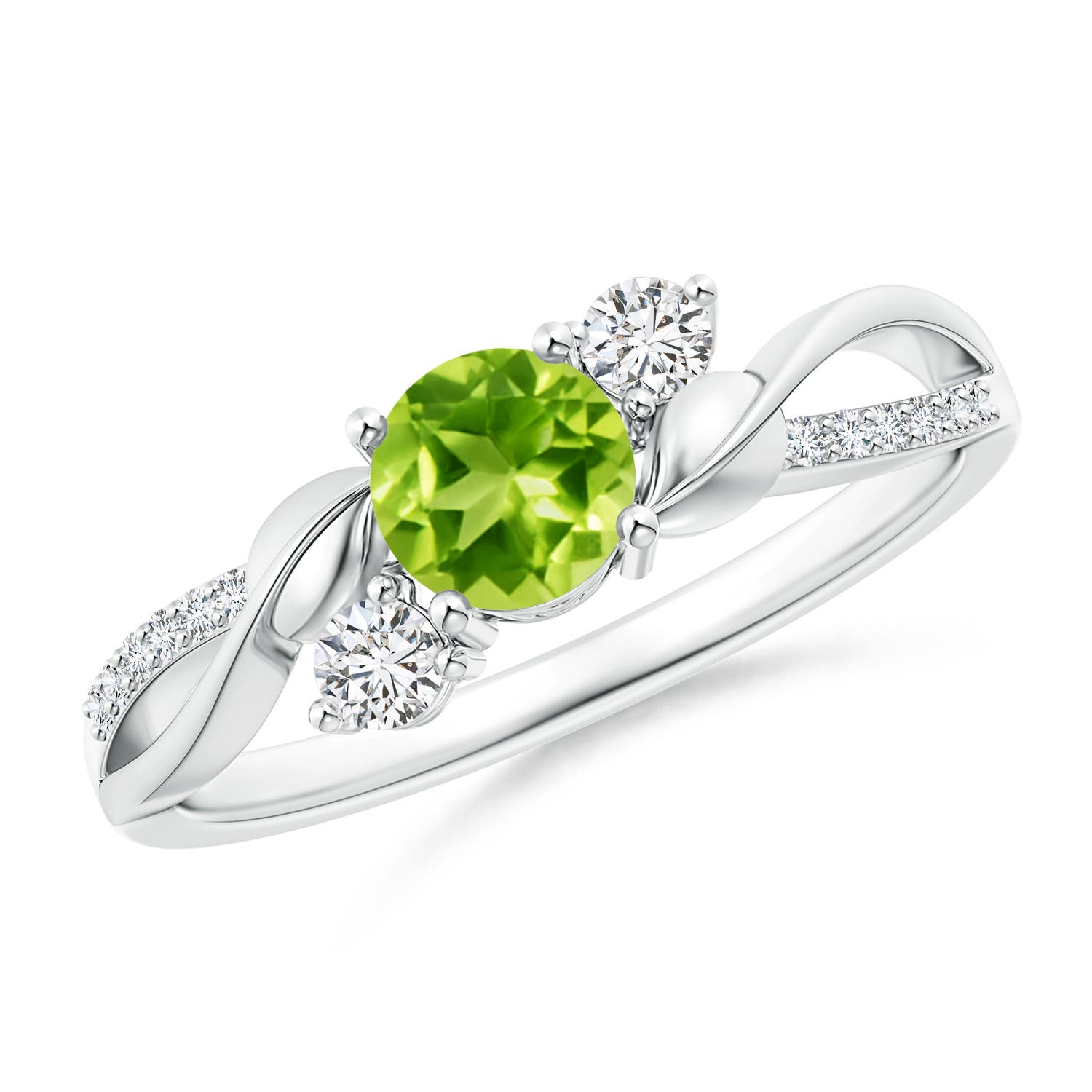 AAA - Peridot / 0.75 CT / 14 KT White Gold