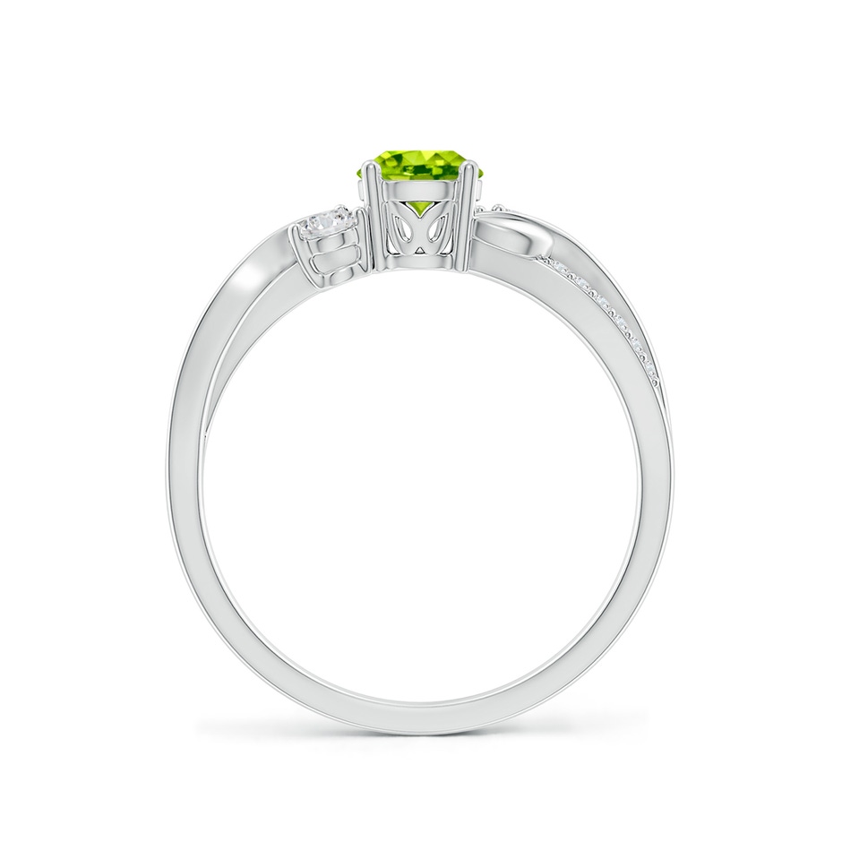 5mm AAA Peridot and Diamond Twisted Vine Ring in White Gold side 199