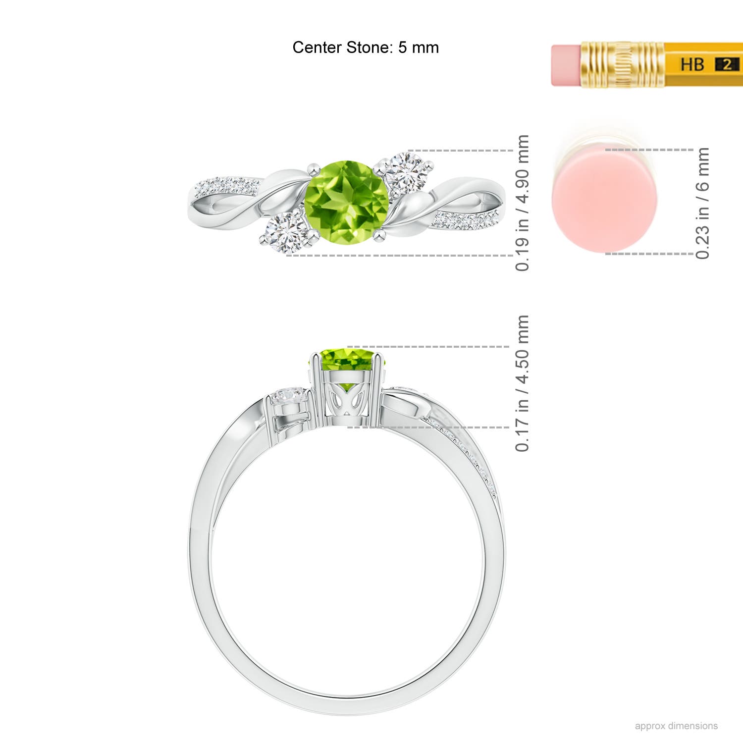 AAA - Peridot / 0.75 CT / 14 KT White Gold