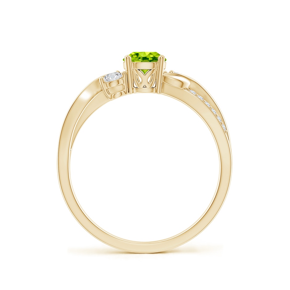5mm AAA Peridot and Diamond Twisted Vine Ring in Yellow Gold side 199
