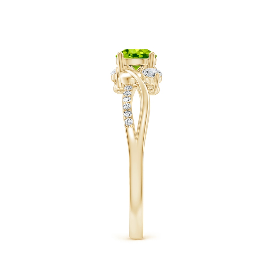 5mm AAA Peridot and Diamond Twisted Vine Ring in Yellow Gold side 299