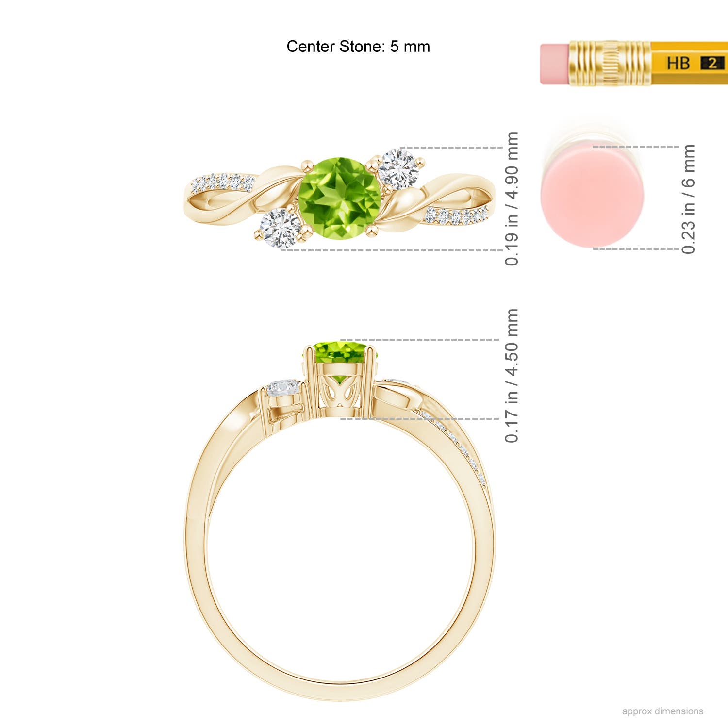 AAA - Peridot / 0.75 CT / 14 KT Yellow Gold