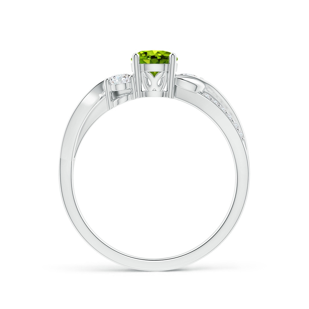 5mm AAAA Peridot and Diamond Twisted Vine Ring in P950 Platinum Side-1