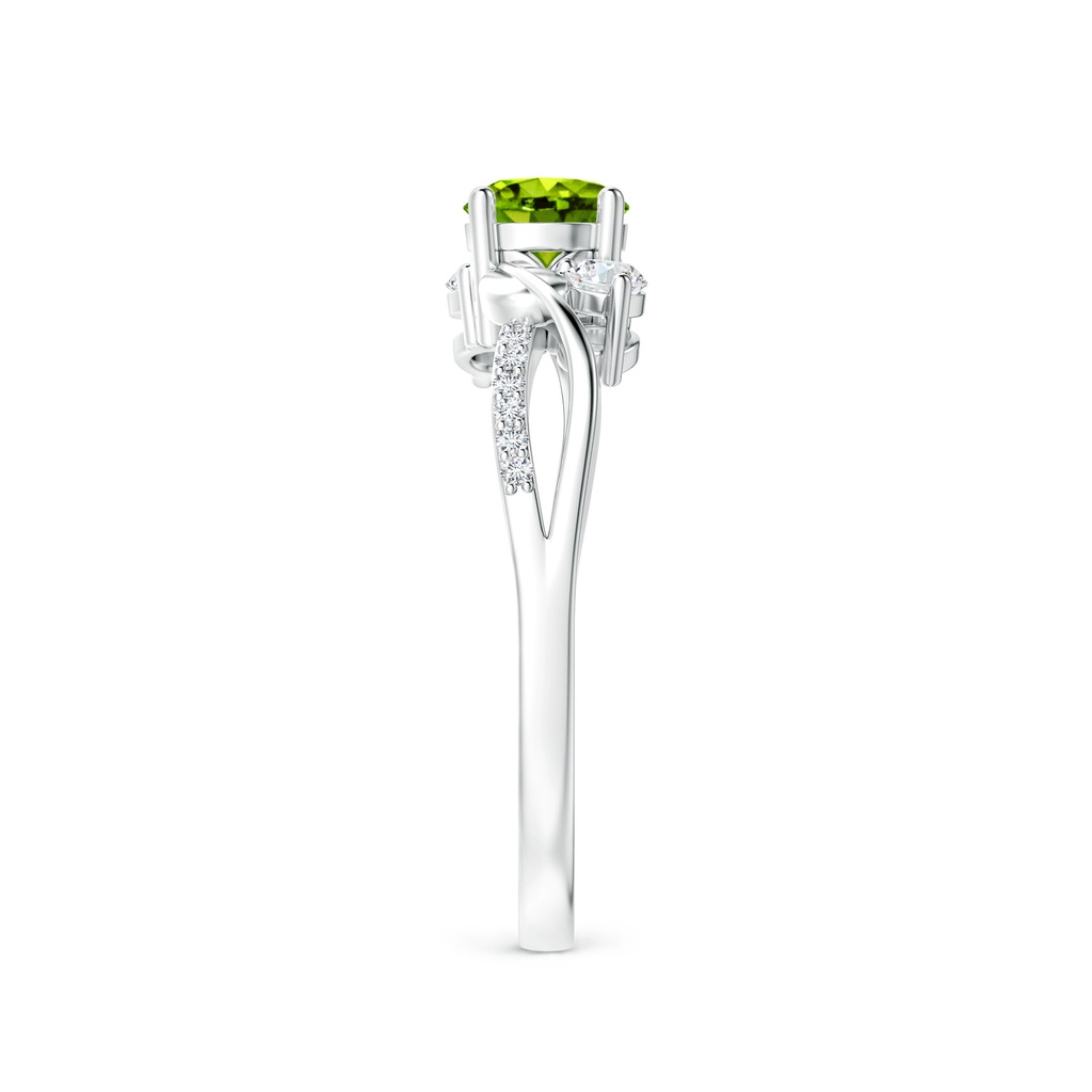 5mm AAAA Peridot and Diamond Twisted Vine Ring in P950 Platinum Side-2