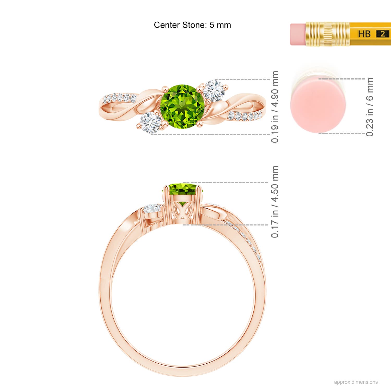 AAAA - Peridot / 0.75 CT / 14 KT Rose Gold