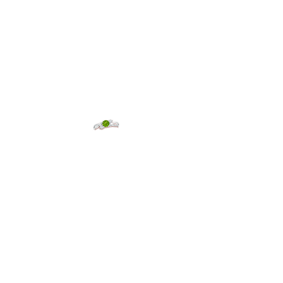 5mm AAAA Peridot and Diamond Twisted Vine Ring in White Gold hand