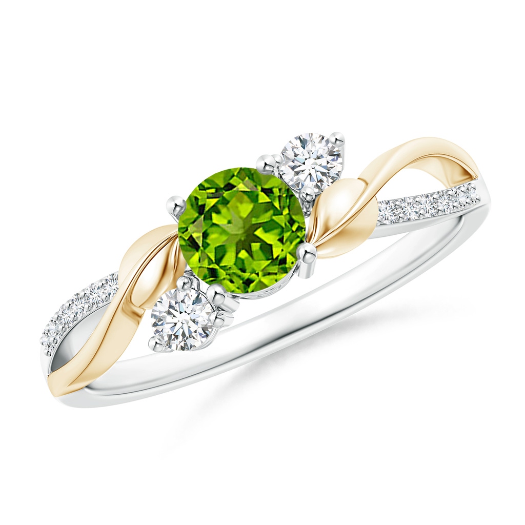 5mm AAAA Peridot and Diamond Twisted Vine Ring in White Gold Yellow Gold