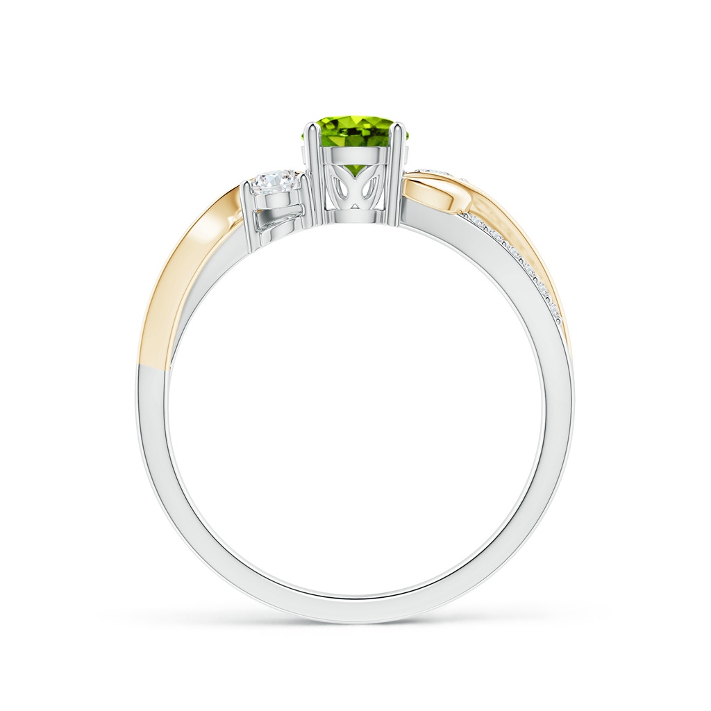 5mm AAAA Peridot and Diamond Twisted Vine Ring in White Gold Yellow Gold Side-1