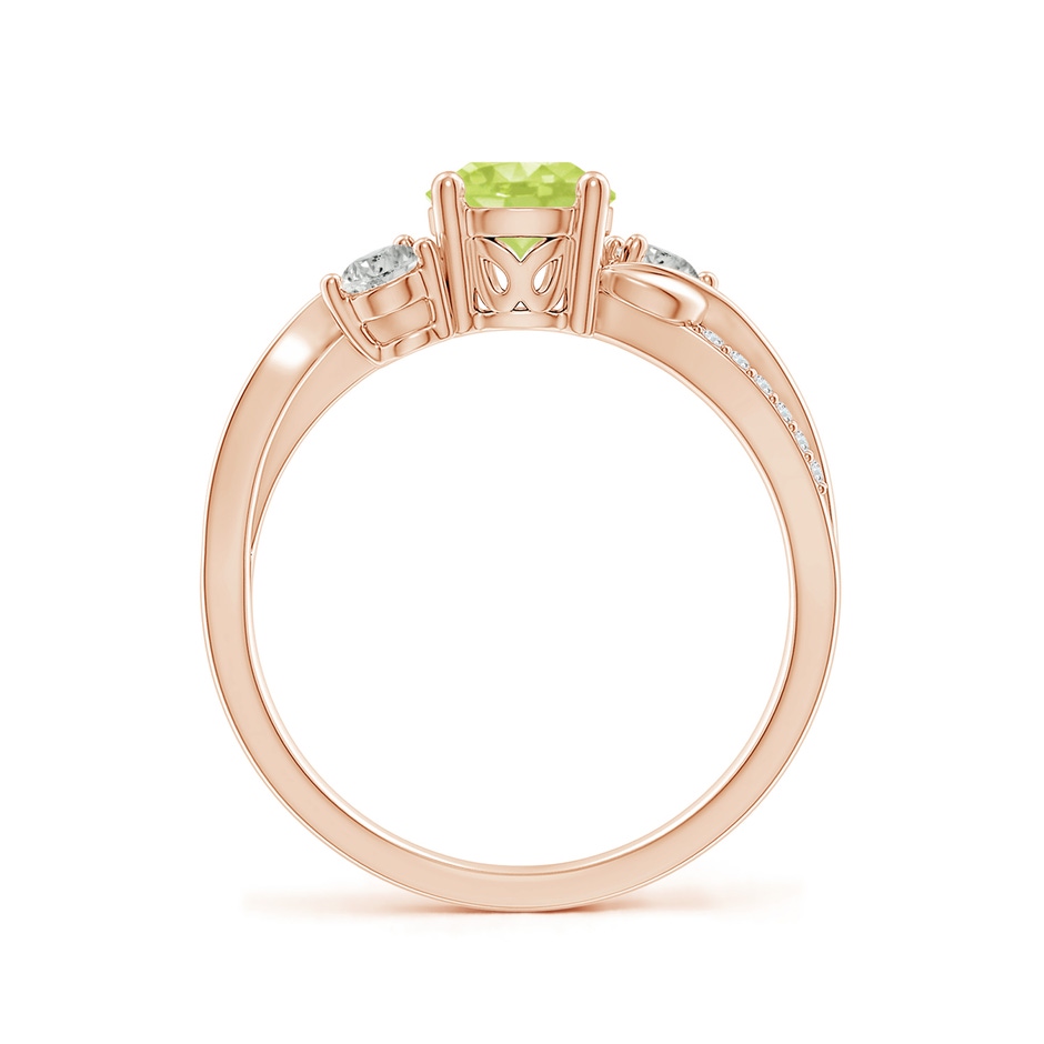 6mm A Peridot and Diamond Twisted Vine Ring in Rose Gold side 199