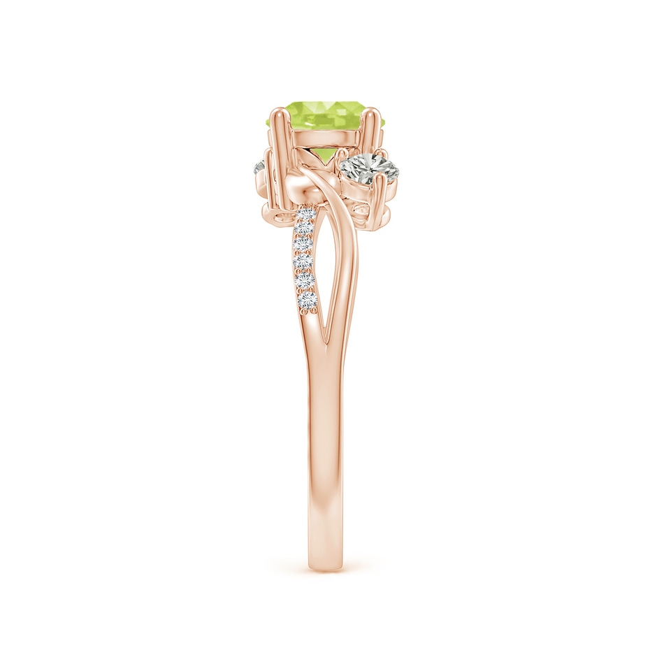 6mm A Peridot and Diamond Twisted Vine Ring in Rose Gold side 299