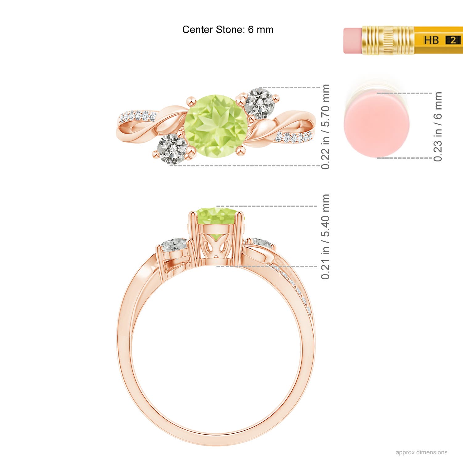 A - Peridot / 1.22 CT / 14 KT Rose Gold