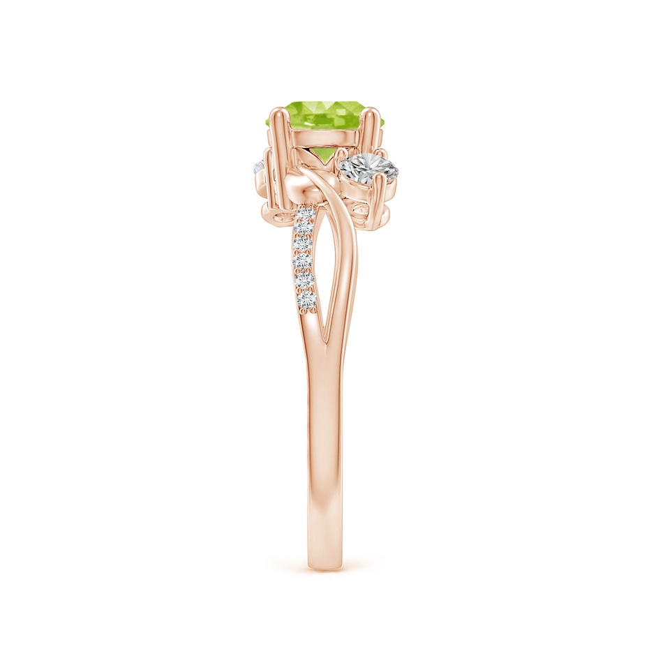 6mm AA Peridot and Diamond Twisted Vine Ring in Rose Gold side 299