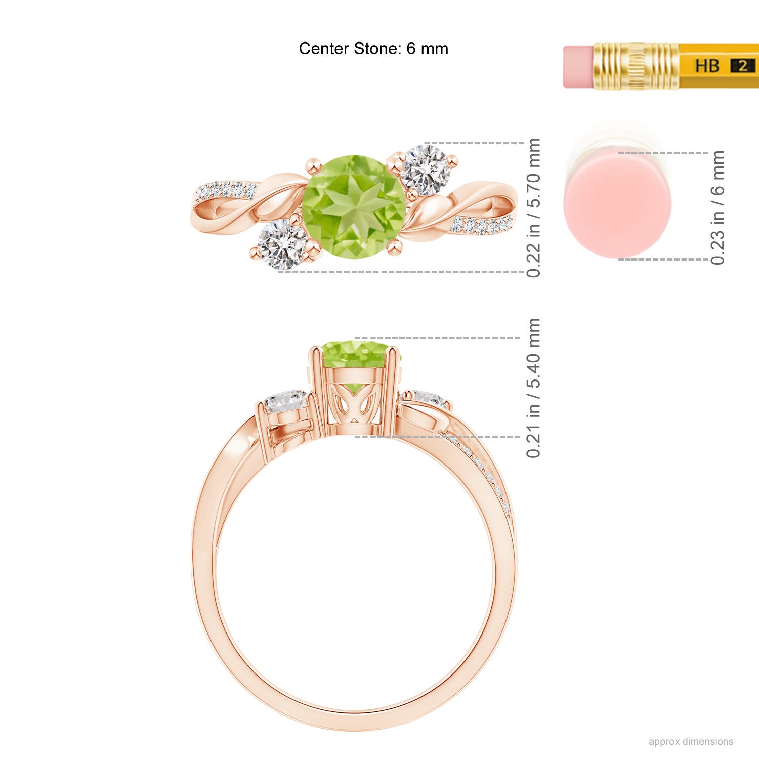 AA - Peridot / 1.22 CT / 14 KT Rose Gold