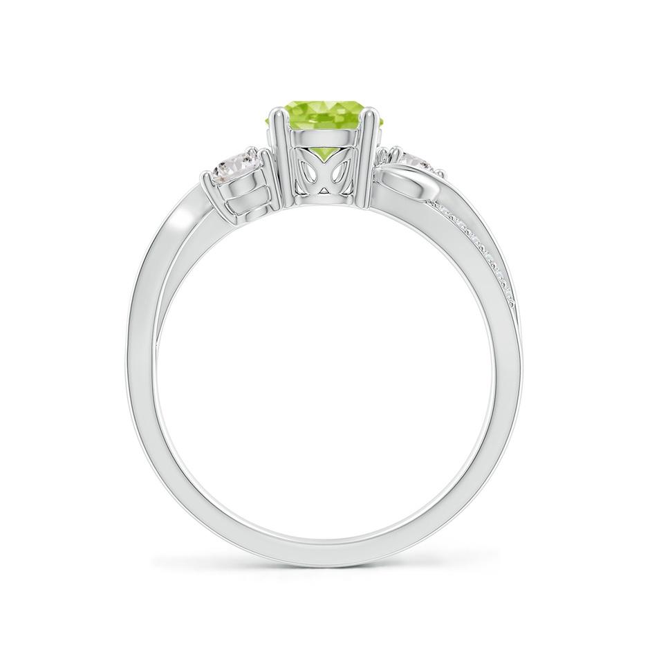 6mm AA Peridot and Diamond Twisted Vine Ring in White Gold side 199