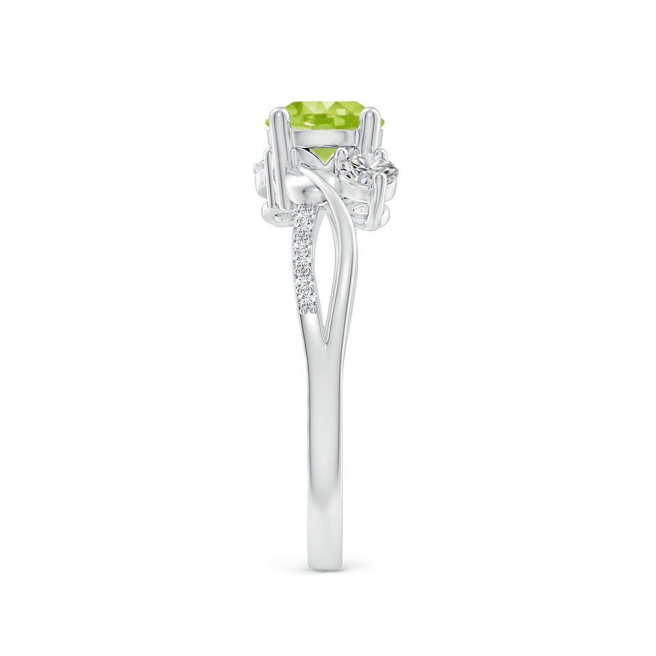 6mm AA Peridot and Diamond Twisted Vine Ring in White Gold side 299