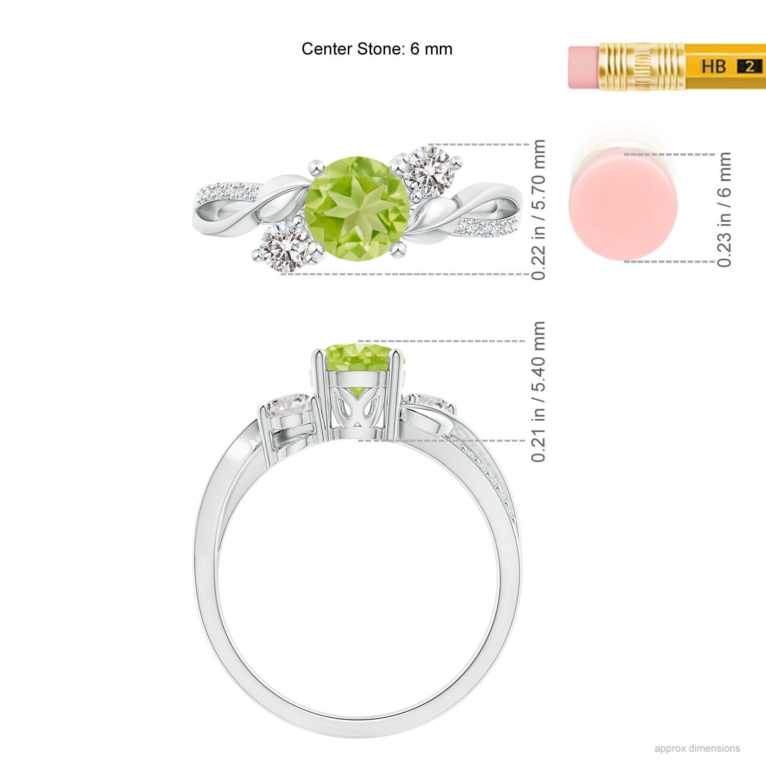 AA - Peridot / 1.22 CT / 14 KT White Gold