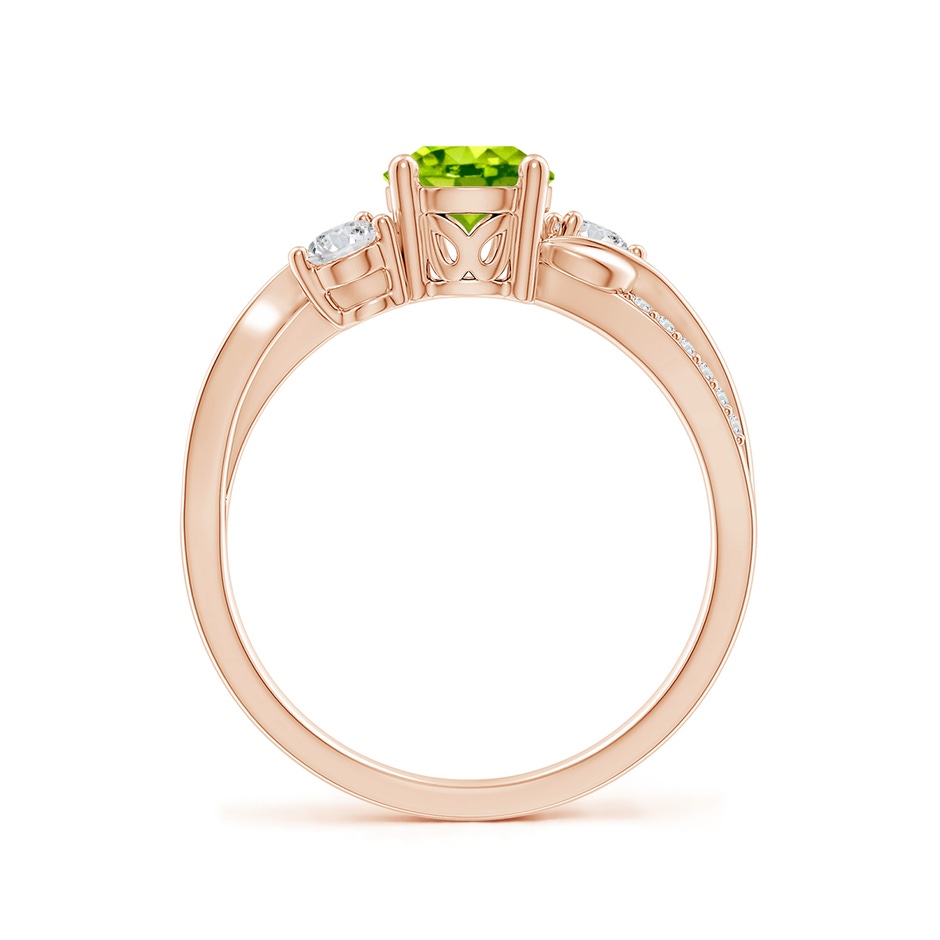 6mm AAA Peridot and Diamond Twisted Vine Ring in Rose Gold side 199