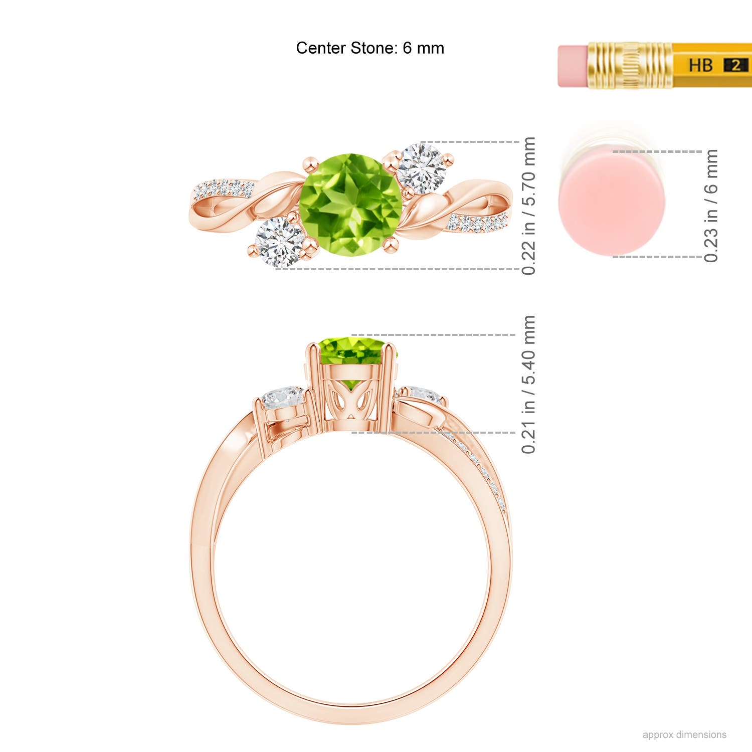 AAA - Peridot / 1.22 CT / 14 KT Rose Gold