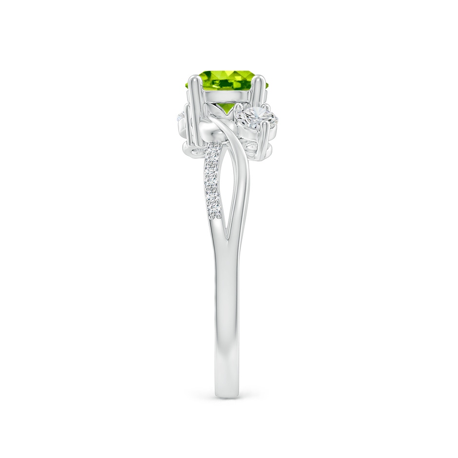 6mm AAA Peridot and Diamond Twisted Vine Ring in White Gold side 299