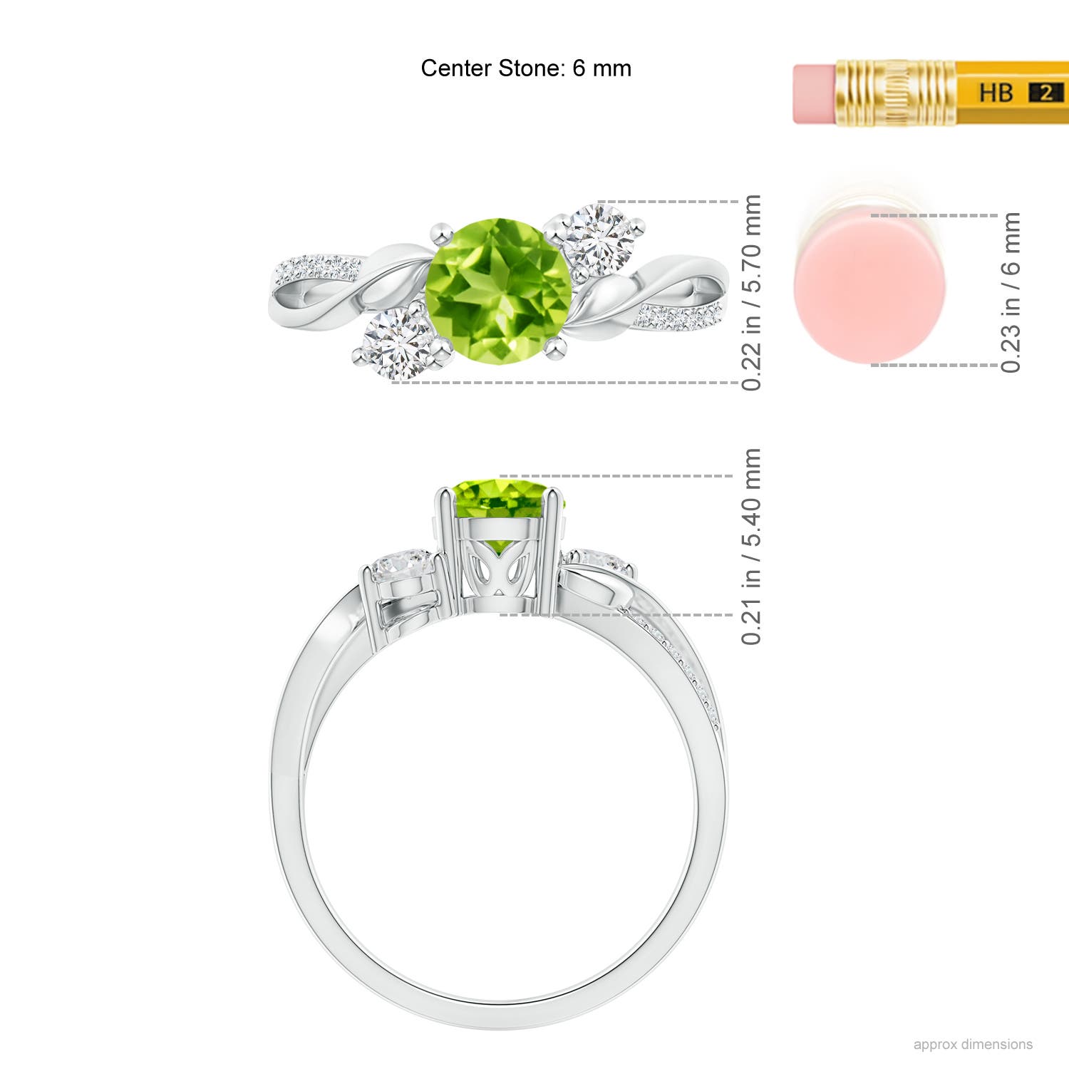 AAA - Peridot / 1.22 CT / 14 KT White Gold