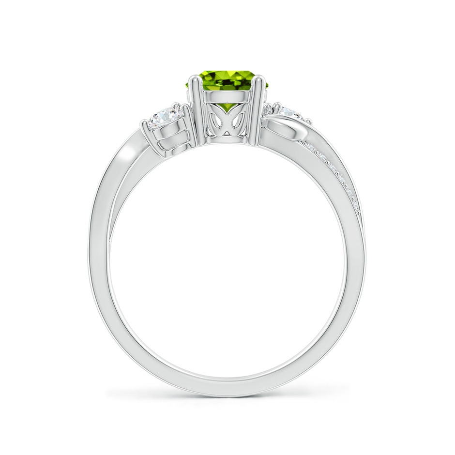 6mm AAAA Peridot and Diamond Twisted Vine Ring in P950 Platinum side 199