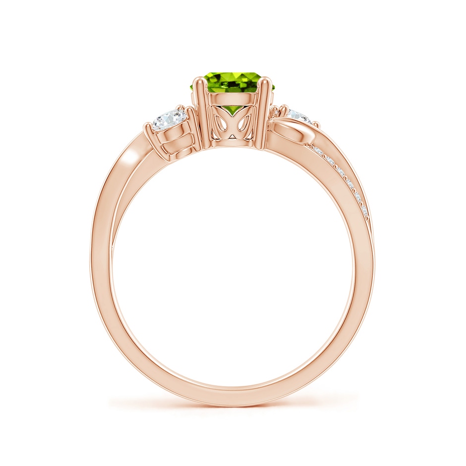 6mm AAAA Peridot and Diamond Twisted Vine Ring in Rose Gold side 199