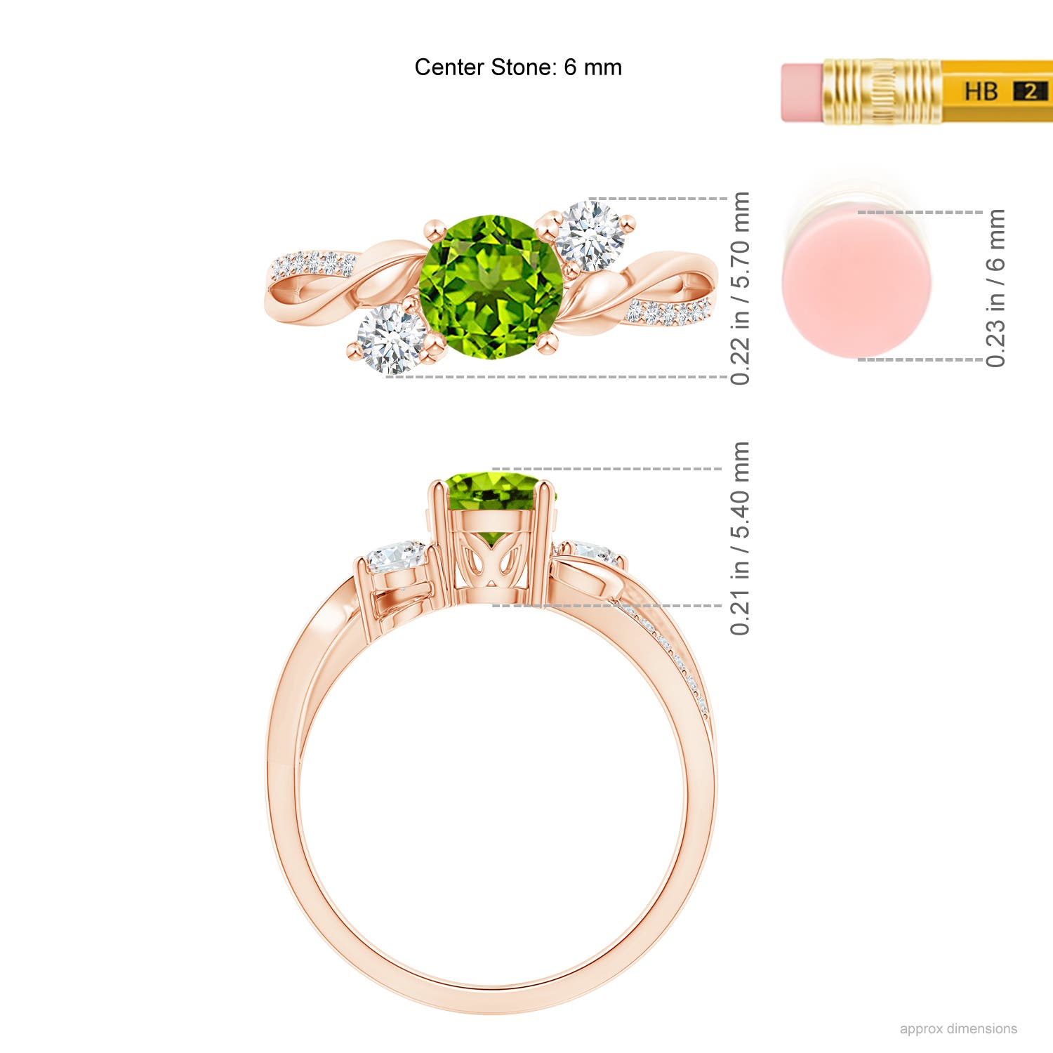 AAAA - Peridot / 1.22 CT / 14 KT Rose Gold