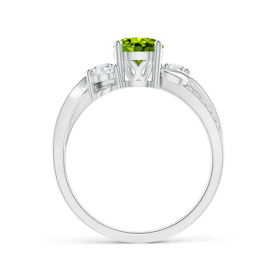 6mm AAAA Peridot and Diamond Twisted Vine Ring in White Gold side 199