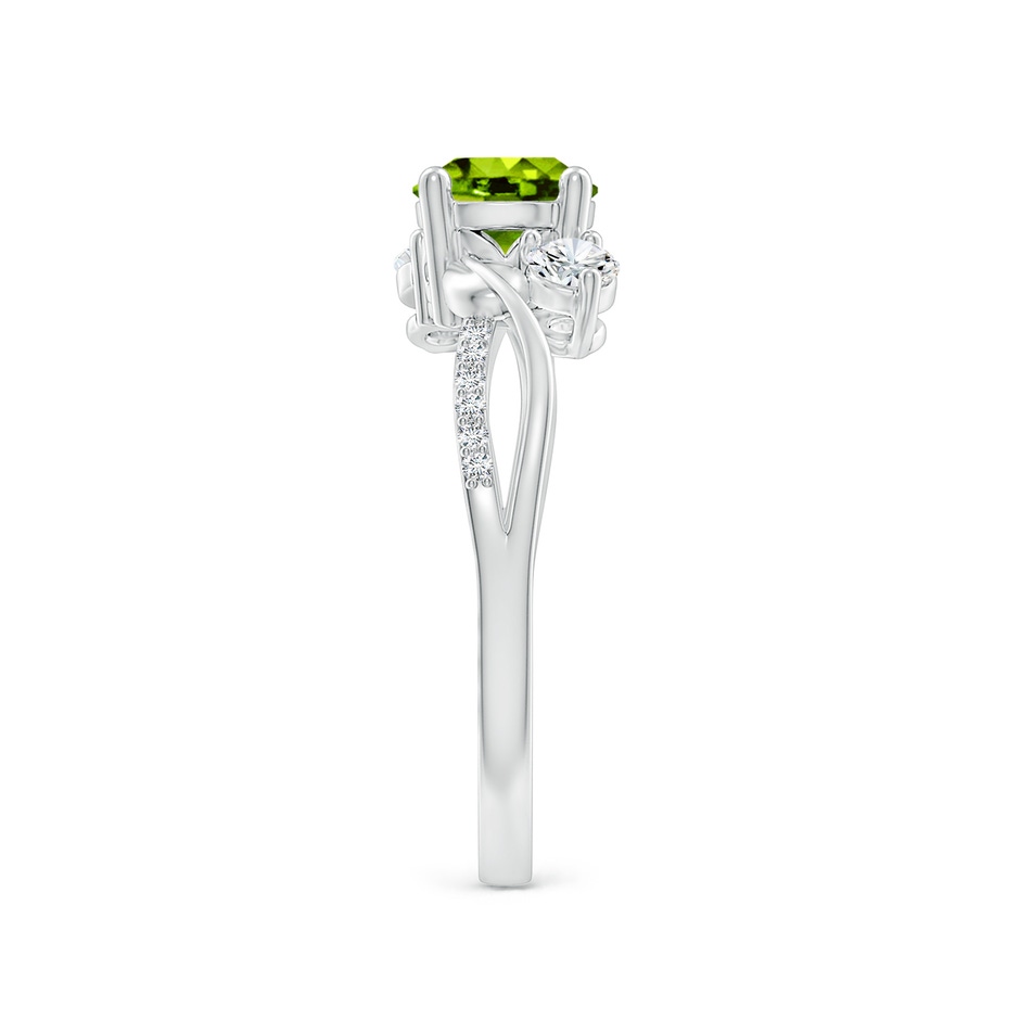 6mm AAAA Peridot and Diamond Twisted Vine Ring in White Gold side 299