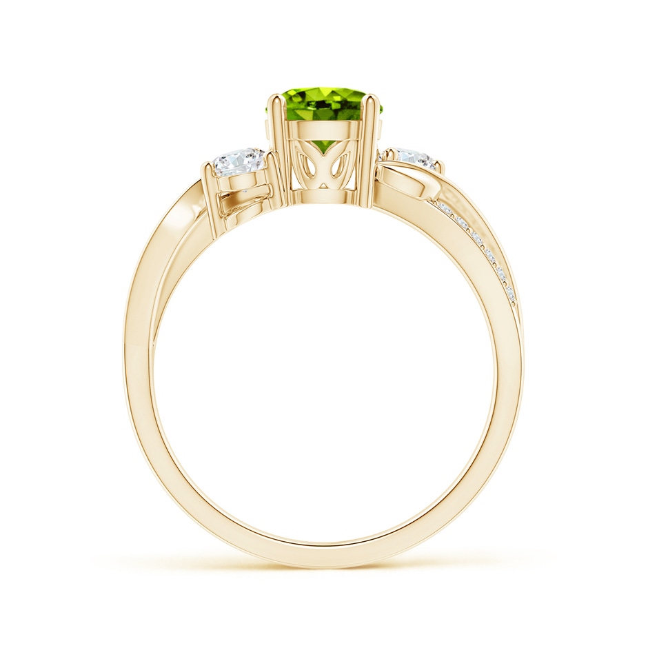 6mm AAAA Peridot and Diamond Twisted Vine Ring in Yellow Gold side-1